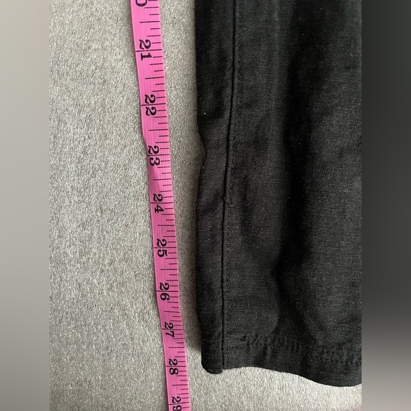 [4XL]H&M Women Black Linen Viscose Blend Zipper Button Front Closure Ankle Pants - Picture 3 of 11